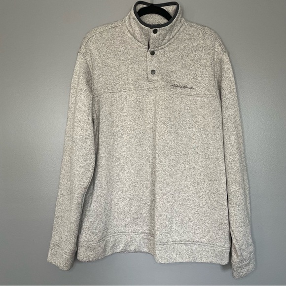 Eddie Bauer | Men's Radiator Fleece Snap-Front Pullover heather light gray - Picture 9 of 11